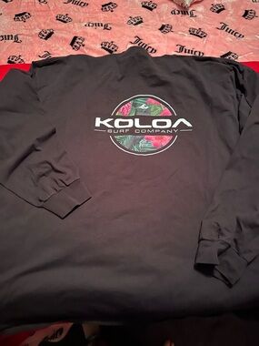 Men’s Long Sleeve Graphic Tee - Black with Floral Logo